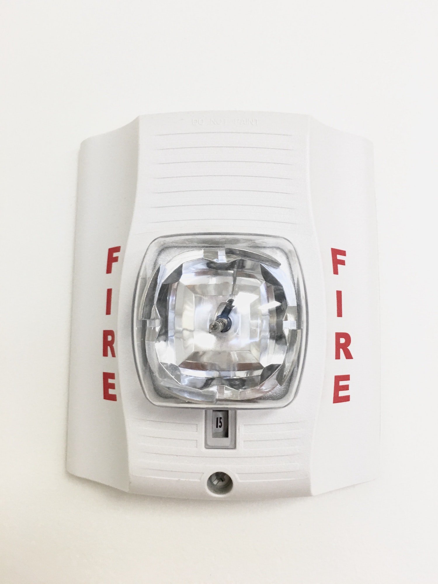 Fire alarm on wall